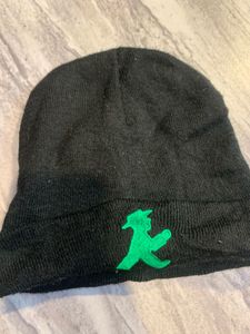 Black Beanie with Green Logo