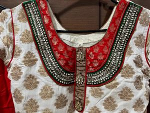 White Brocade Kurta Set