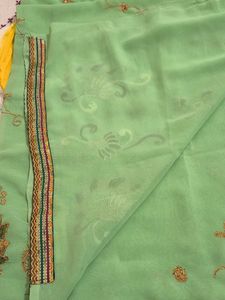 Light Green Embroidered Saree