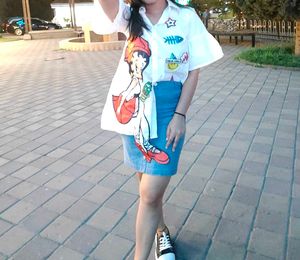 Combo Shirts And Denim Skirt