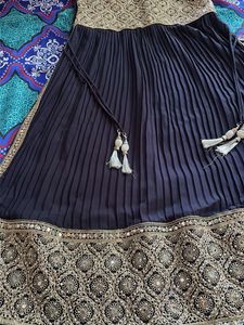 Elegant Navy & Gold Embroidered Dress