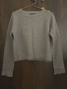 Gray Cropped Knit Sweater