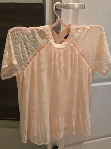 Peach Lace Sleeve Top