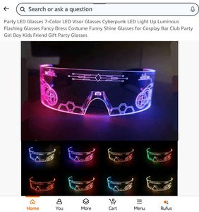 Party LED Glasses Visor Cyberpunk Luminous Glass