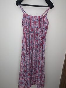 XL size - Zudio Pink and Blue Shoulder Straps Maxi Dress