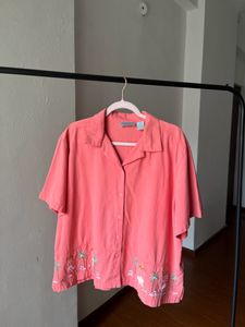 Vintage Jane Ashley Coral Beach embroidered