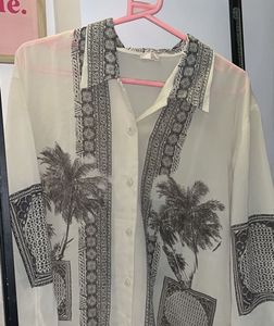 Palm Print Button-Down Shirt