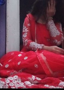 red barbie ball long gown Embroidery heavy fancy