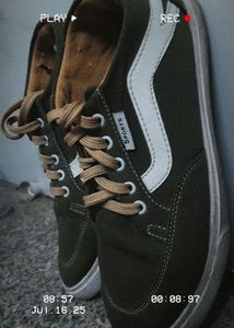 Olive Green & White Canvas Sneakers