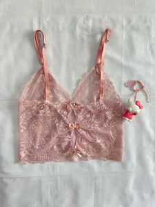 Pink Lace Ribbon Top