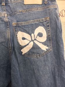 hand painted Bow Denim Jeans