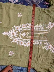 Olive Green Embroidered Kurti