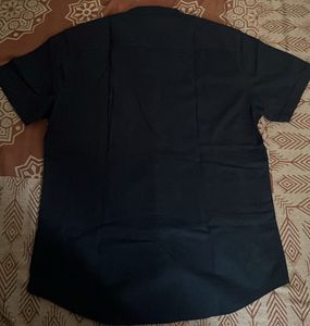 Navy Band Collar Shirt
