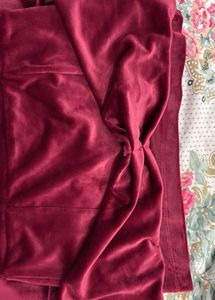 Elegant Maroon Velvet Off-Shoulder Dress