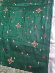 pure banarasi silk Green with rich Pallu
