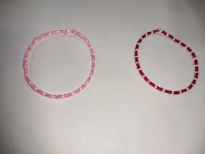 Beaded Bracelets - Pink & Red Set