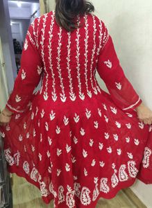 Lucknowi Pattern Embroidered Anarkali Kurta