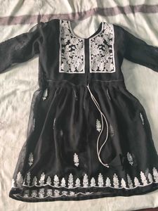 White Tread Embroidery Chikankari Short Kurti