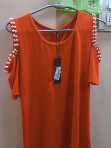 Orange Cold Shoulder Top