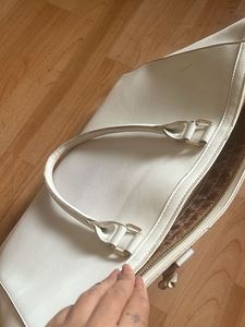 Beautiful Beige White Laptop Handbag
