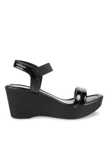 mochi black wedge heels