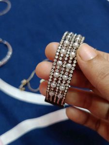 Pearl & Rhinestone Bracelets Set Of 6