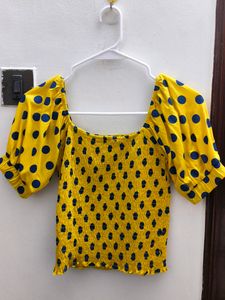 &#34;ONLY&#34; Yellow Polka Dot Top