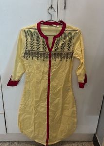 Yellow Printed Kurta