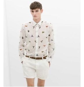 White Shirt With Bird Print