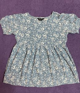 Blue Floral Print Top