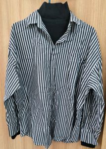 🏷️2-in-1 Layered Striped Oversized Shirt! ✨