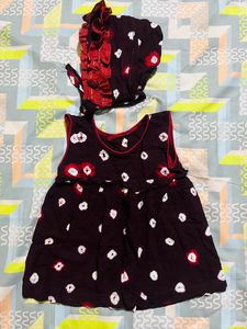 Set Of 2 Hand Made Frocks With Caps