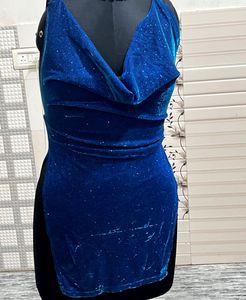 SHEIN,Sparkly Blue Mini Dress
