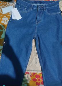 Blue Denim Jeans straight for women on sale