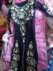 Floral Print Black Ethnic Skirt