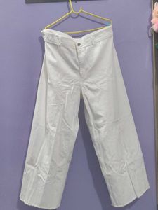 White Wide Leg Cropped Jeans
