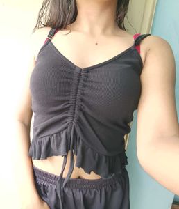 Black Ruffle Cami Top