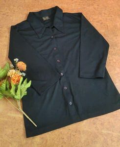 Classic Black Button-Up Shirt Top