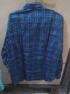 Blue and Black Plaid Button-Down Shirt