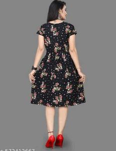 Floral Print Black Dress