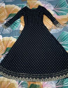 Elegant Black &amp; Gold Embroidered Dress
