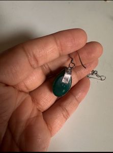 Green onyx silver 925 Filigree Earrings