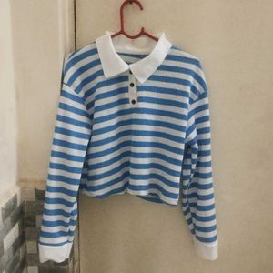 Blue &amp; White Striped Polo Shirt