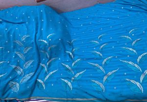 🔥PRICE DROP🔥 SKY BLUE SAREE WITH READY BLOUSE