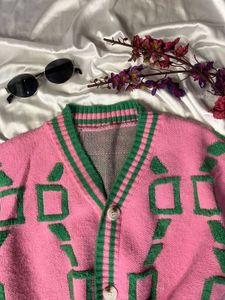 Pink Patterned Cardigan