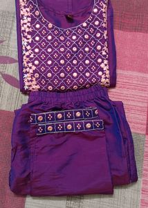 Gajarai Art Silk Embroidered Kurta Pant Set