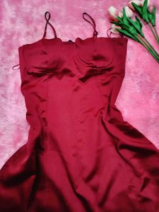 Red Satin Slip Dress