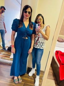 Front Cut Blue Jumpsuit