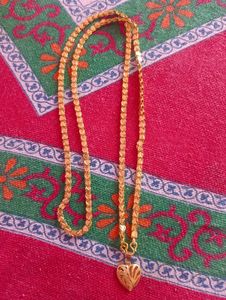 1 Gram Gold Heart Pendant Chain With Garenti