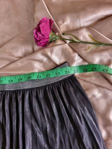Maison Blanche Pleated Midi Skirt Silver Waistband